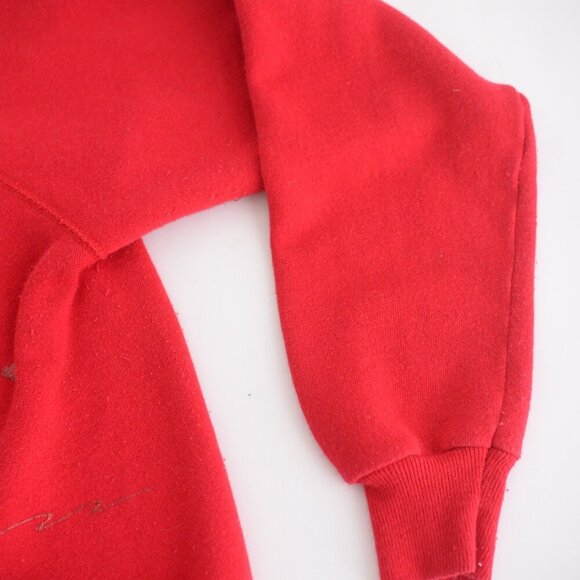 Vintage Hanes Sport Red Crew w Penguin Holding Hearts Valentines Sweater L - Picture 6 of 12